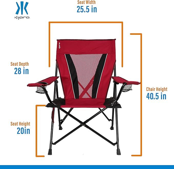Kijaro XXL Dual Lock Portable Camping Chair - Supports Up to 400lbs - Enjoy The Outdoors in a Versatile Folding Sports &amp Outdoor Chair