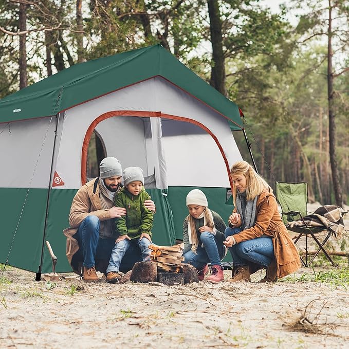 HIKERGARDEN 6-8 Person Camping Tent - Portable Family Cabin Tent for Camp Windproof Fabric Camp Tent Outdoor for Hiking Backpacking Traveling