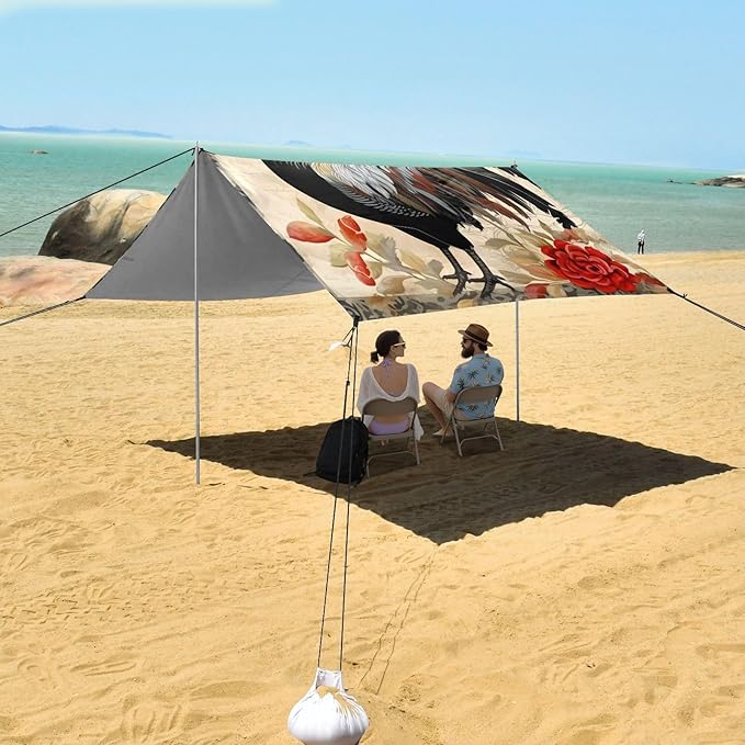 RoosterCamping Sun Shelters 9.2 x 10.5 FT Beach Canopy Tent Sun Shade with Carrying Bag for Camping Trips Fishing Backyard Fun or Picnics 21341207