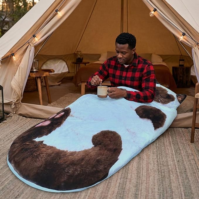 Adorable Cat Shaped Plush Sleeping Bag for Adults 68.9 Soft Envelope Slumber Bag Washable Warm Blanket for Camping Travel Sleepovers &amp Home Lounging Cute Animal for Cat Lovers