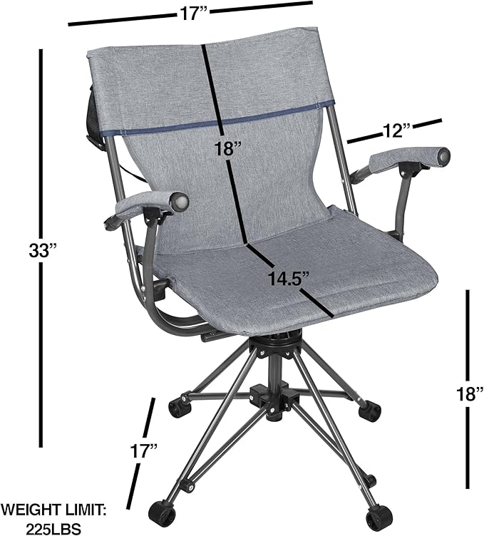 Zenithen Outdoor/Indoor Folding Portable Lawn 360 Swivel Chair with Armrests (Blue Grey)
