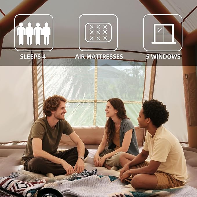 Inflatable Camping Tent with Detachable Top: 4 Season Windproof Outdoor Shelter - Stargazing Observatory Tent for Astronomy Enthusiasts &amp Night Sky Observation