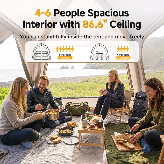 Inflatable Blow Up Tents for CampingWaterproof Oxford Hot Tent with Manual PumpSpacious Easy Setup Inflatable Camping Air Tent for Family Glamping