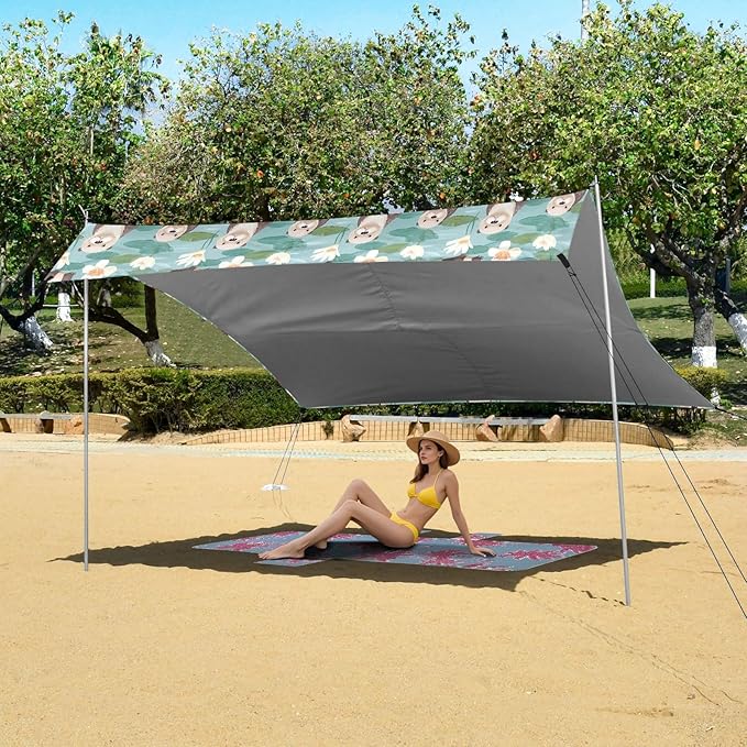 Camping Sun Shelters Cute Sea Otter Pattern Beach Canopy 126 * 110.2in