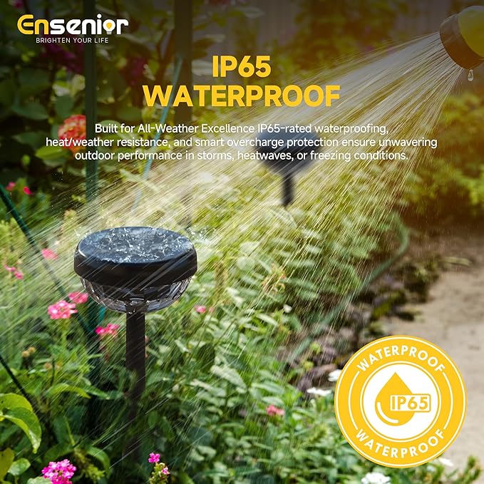 Ensenior 10-Pack Solar Lights Outdoor Auto ON/Off 3000K LED Solar Garden Lights for Pathway Yard Patio Walkway Flower Bed Halloween Christmas Landscape Lighting IP65 Waterproof Flag Lights