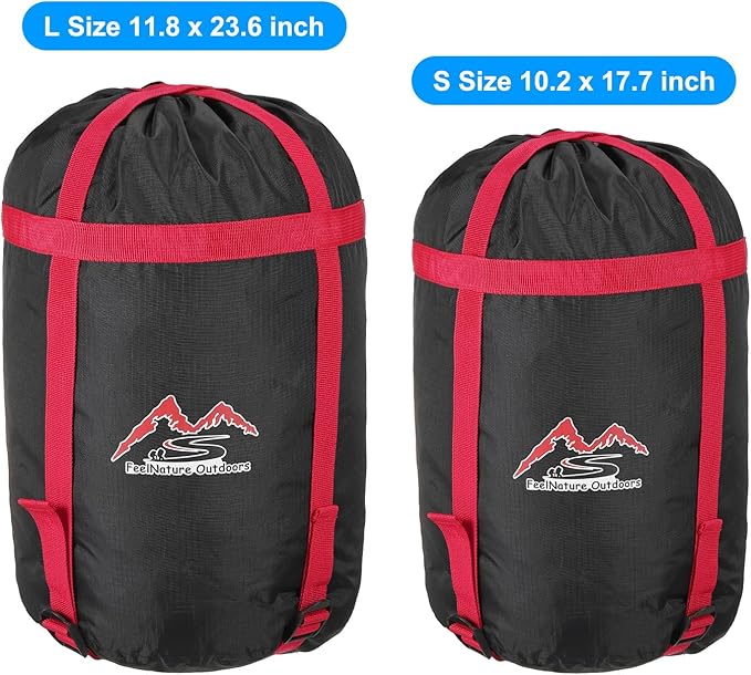PATIKIL Compression Stuff Sack 2 Pack S Size Waterproof Sleeping Bag Storage Sack Portable Compression Bag for Backpacking Camping Black Red