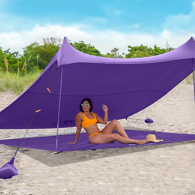 Red Suricata Sand Free Beach Mat – Large Sandproof Beach Blanket Sandless Waterproof – Fits and Matches Beach Canopy - Oversized Sand Proof Beach Mats for Outdoor Picnic Camping (Medium Purple)