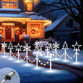 12 Pack Outdoor Snowflake Walkway Lights Plug in Christmas Pathway Lights 8 Modes Xmas Waterproof LED Garden Stake Light for Walkway Porch Yard Lawn (Cool White)