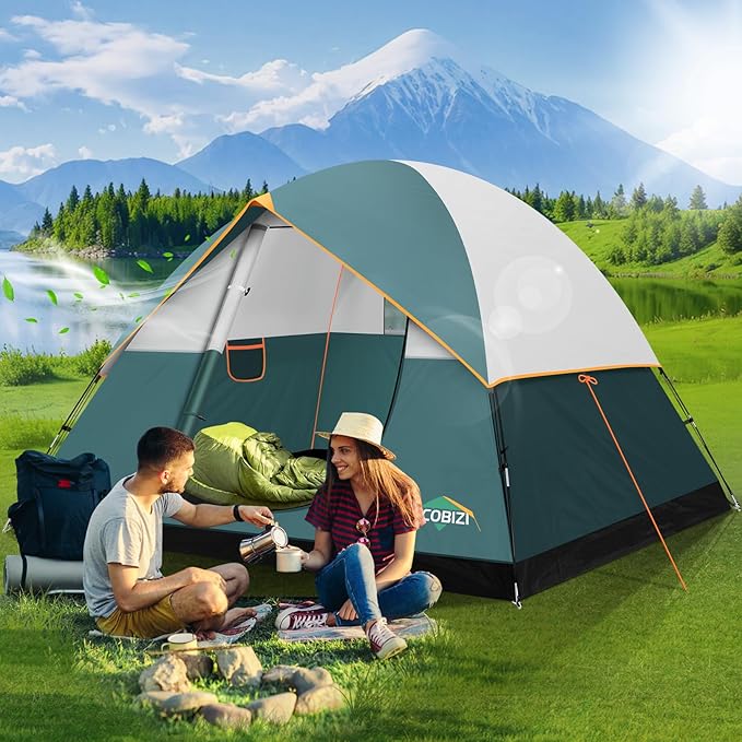 COBIZI Tents for Camping 4/6 Person Camping Tent with Rainfly and Screen Easy Setup Lightweight Portable Waterproof Outdoor Tent with Carry Bag for Backpacking Hiking Family Travel