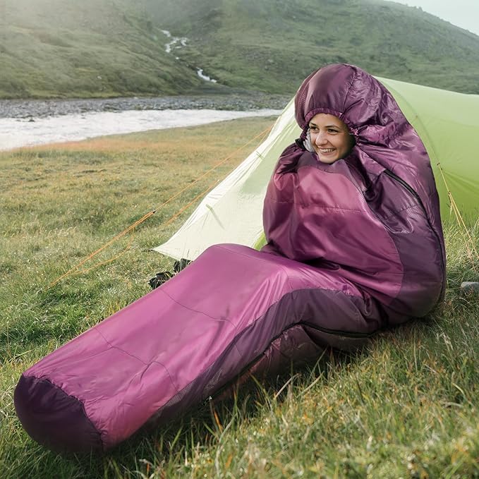 REDCAMP Ultra Lightweight Sleeping Bag for Backpacking Hiking Comfort for Adults Warm Weather with Compression Sack