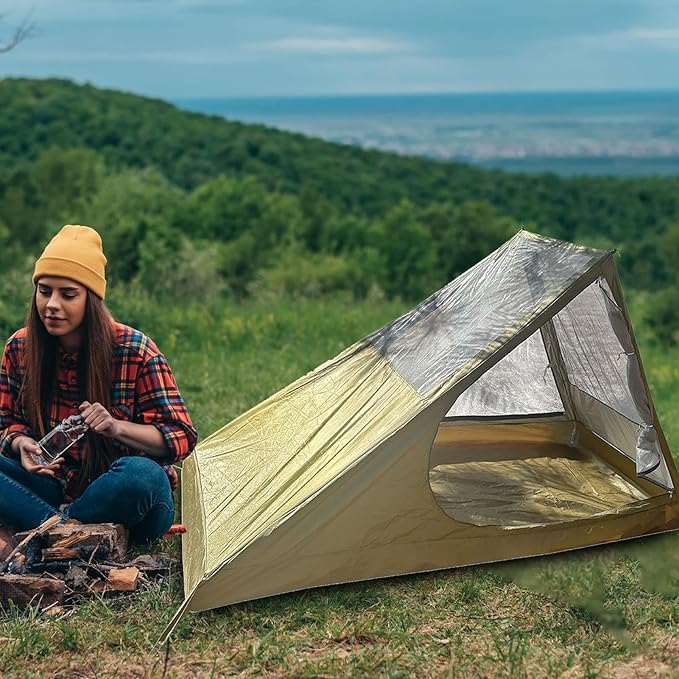 Outdoor Mesh Cabin - Backpacking Tent Single Lightweight Hiking | Heavy-Duty Portable Shelter Awning Quick Assembly Trail Dome Picnic Camp with Backyard Scenario