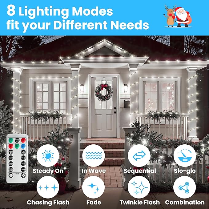 492FT 1500 LEDs String Lights with Remote Dimmable 8 Modes Timer &amp Memory Function Fairy Rope Light for Christmas Tree Indoor Decor-Cool White