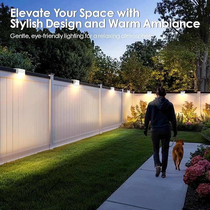 SOLPEX Solar Step Lights Outdoor 12 Pack Warm White LED Deck Lights for Stair Balcony Railing Front Porch Yard Garden and Patio Decor