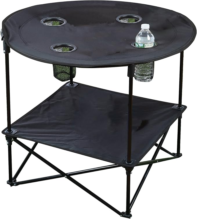 Eunicole Camping Table Portable Camping Side Table for Outdoor Picnic Beach Games Camp &amp Patio Tables Folding with Carry Case for Travel &amp Storage (Black) One Size (FT-Black)