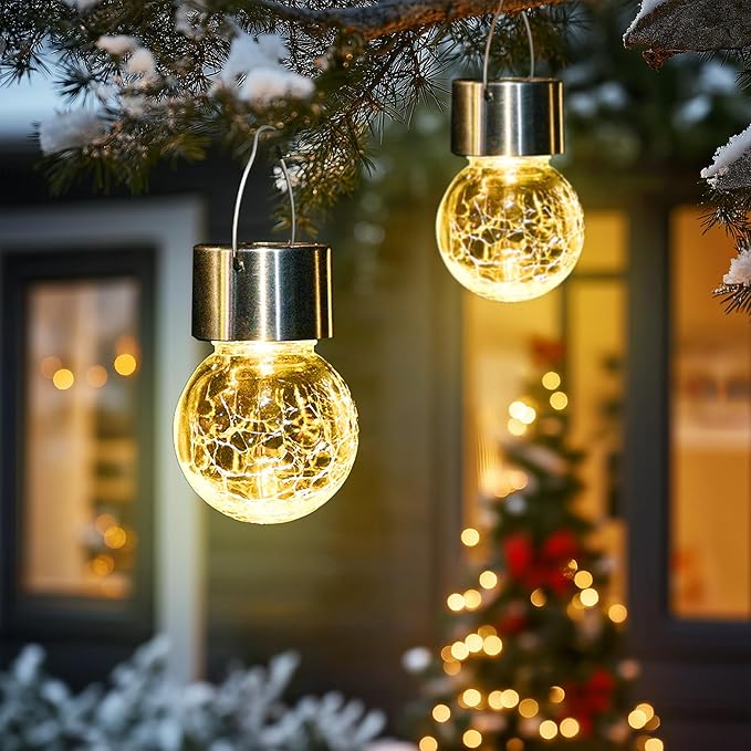 SOLPEX 12 Pack Hanging Solar Lights OutdoorSolar Outdoor Lights Decorative Solar Powered Waterproof Light Hanging Globe Light for Garden Yard Patio Lawn Flower Bed(Warm White)
