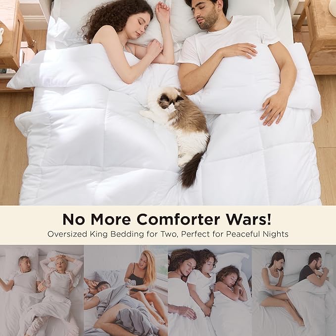 Bedsure Comforter Duvet Insert - Quilted Comforters Oversized King Size All Season Duvet GentleSoft Down Alternative Bedding with 8 Tabs Gifts for Women/Men White Oversized King 116 x 98 Inches