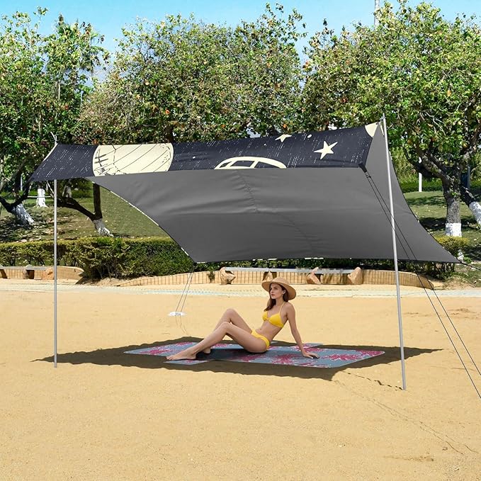 Rugby Pattern (39) Camping Sun Shelter Beach Tent Portable Beach Sun Shade Outdoor Canopy for Camping Trips Fishing Picnic