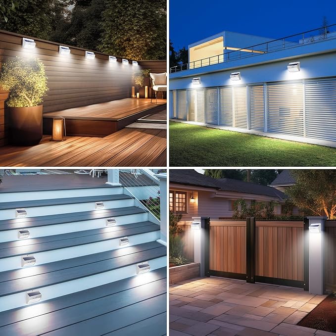 Peasur [12 Packs] Solar Outdoor Lights Motion Sensor Solar Security Lights Waterproof with 3 Lighting Modes Solar Powered Wall Lights Outside for Garden Fence YardWhite