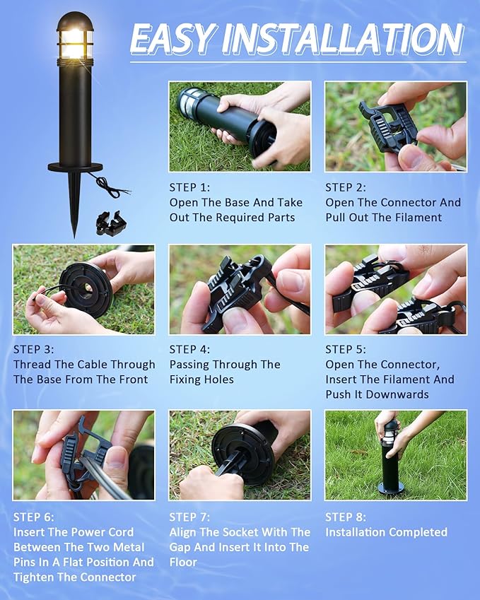 6 Pack LED Low Voltage Landscape Lights 200LM 12V IP67 Waterproof Holiday Pathway Lighting for Patio Sidewalk Driveway Cast-Aluminum 2700K Warm White