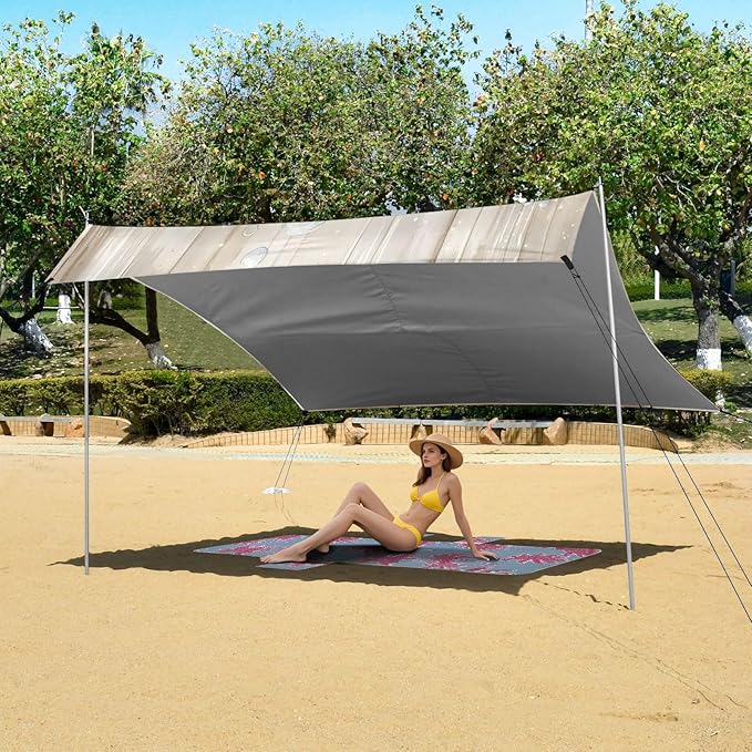 Camping Sun Shelters Siamese Cat Taking Shower Beach Canopy 126 * 110.2in