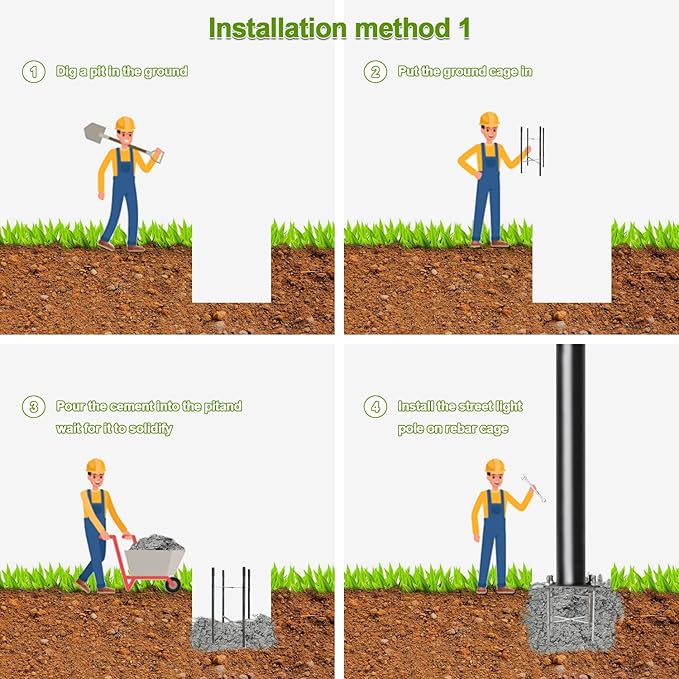 Street Light Pole 13ft Tall - Outdoor Solar Split Street Lamp Post Light Pole with Mounting Steel Anchors for Patio Street Backyard Parking Lot
