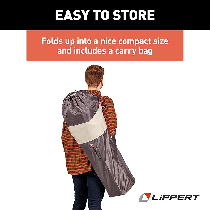 Lippert Sun Soaker Two-Position Vented Reclining Camping Chair with Footrest 600D Polyester Fabric Mesh Back/Seat Padded Headrest Cupholder 250-lb. Weight Capacity Sand Color - 2022114829