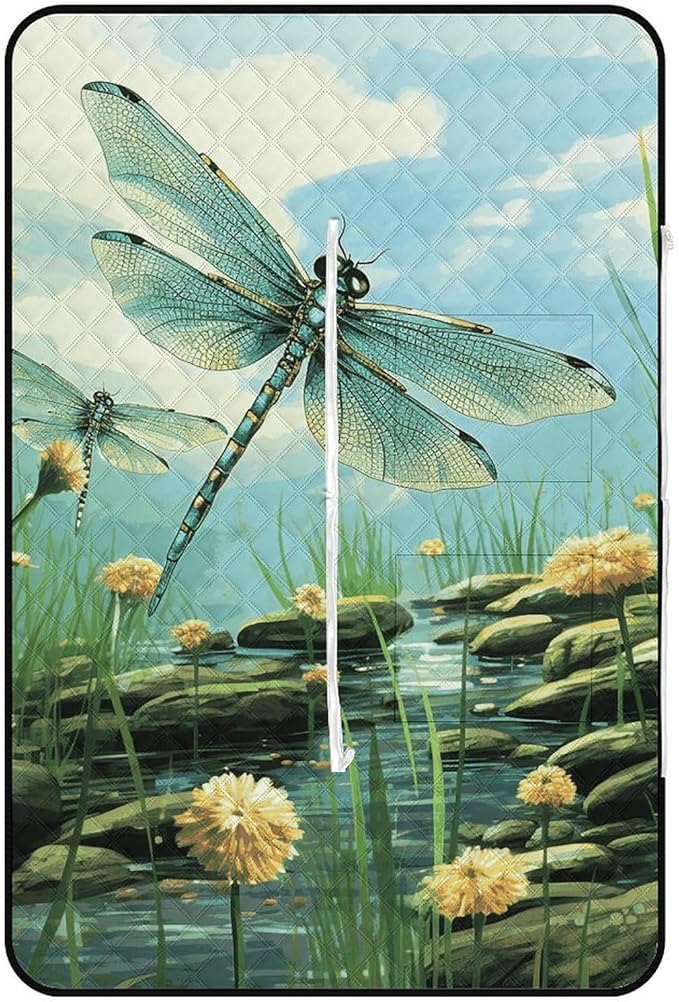Zipper Dragonflies in Flight Style Picnic Mat Suitable for Travel Camping Park Or Home Use