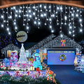 Heceltt White Christmas Lights Outdoor 49FT 480 LED Ice Lights for Outside with 90 Drops Clear Wire 8 Modes Timer Plug in Waterproof for Holiday Eaves Yard Roof Party Christmas Decoration