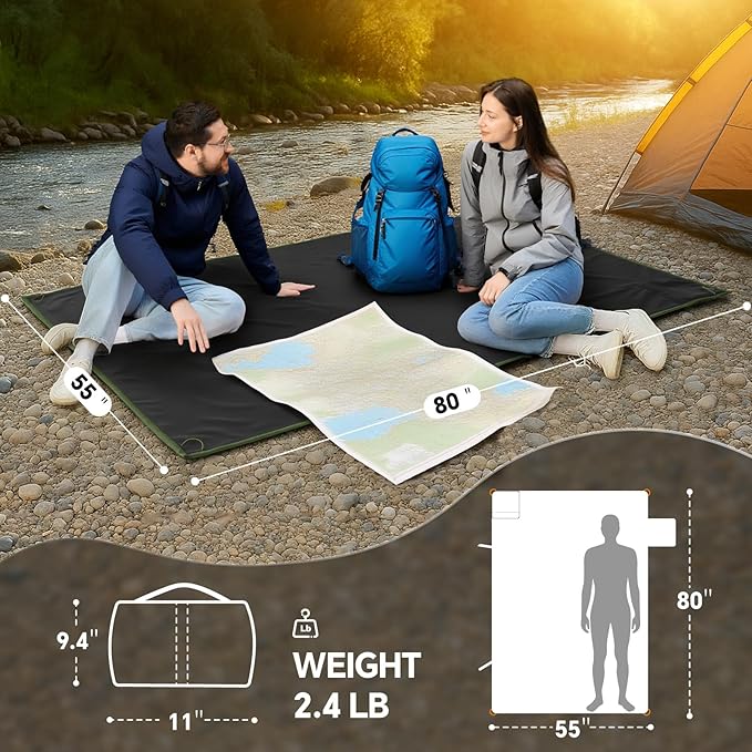 BEDELITE Large Waterproof Camping Blanket for Spring and Autumn Lightweight Packable Blanket for Car Foldable Fleece Stadium Blanket for Outdoor Sports Wearable Machine Washable 55 x 80Green