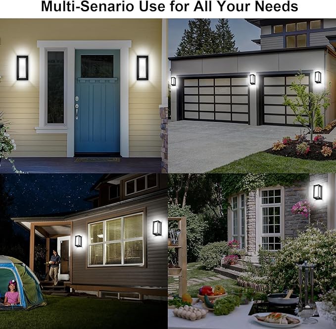 ledmo Modern Outdoor Wall Light with Aluminum Frame 1800LM Wall Sconce with Acrylic Shade 18W Porch Light Fixture IP65 Waterproof Exterior Light for Garage Patio Garden Entryway 2 Pack