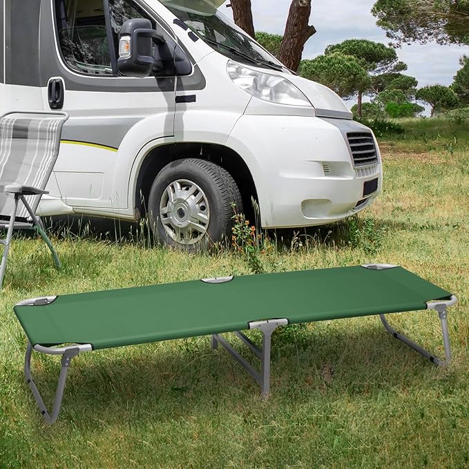 Folding Camping Cot for Adults Portable Travel Camp Cot with Storage Bag Metal Frame Camping Bed Great for Outdoor Lounging &amp Elevated Sleeping Support 300lbs Easy Setup Green