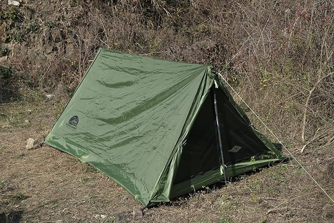 2-Person Trekking Pole Tent for Backpacking - Ultralight A-Frame Backpacking Tent Two Person Waterproof Hiking Tent for Camping Lightweight Camping Tent for Scouts Trekker (No Poles)