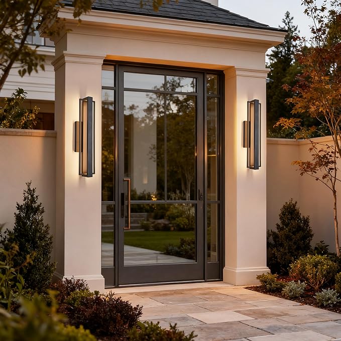 2 Pack 23-inch Modern Large Outdoor Waterproof LED Wall Light Aluminum Linear Design Rustproof &amp Corrosion-resistant IP65 25W 3000K Exterior Lights for Entrance Hallway Garage Porch