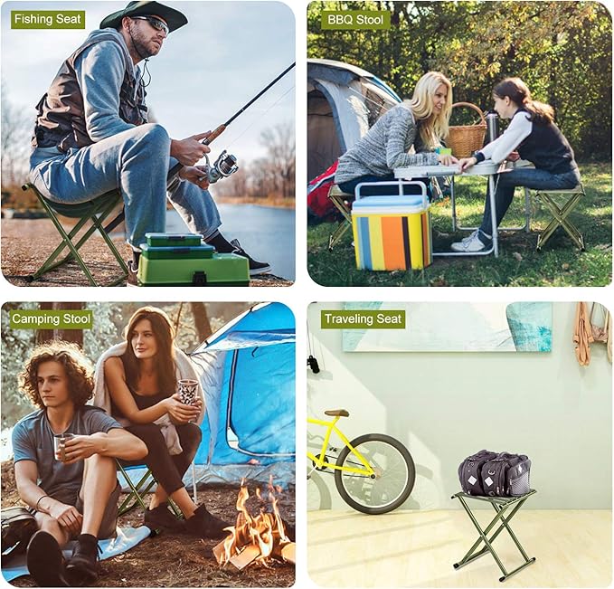 TRIPLE TREE Folding Stool 17.8 Height Heavy Duty Camping Stool Outdoor Portable Chair Hold up to 600 lbs for Walking Hiking Fishing