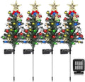 4 Pack Solar Christmas Decorations Tree Lights Upgraded Outdoor Solar Stake Decorative Lights Xmas Tree W/20 LED-RGB Lights IP65 Waterproof Dual Lighting Modesfor Garden Pathway Lawn Patio