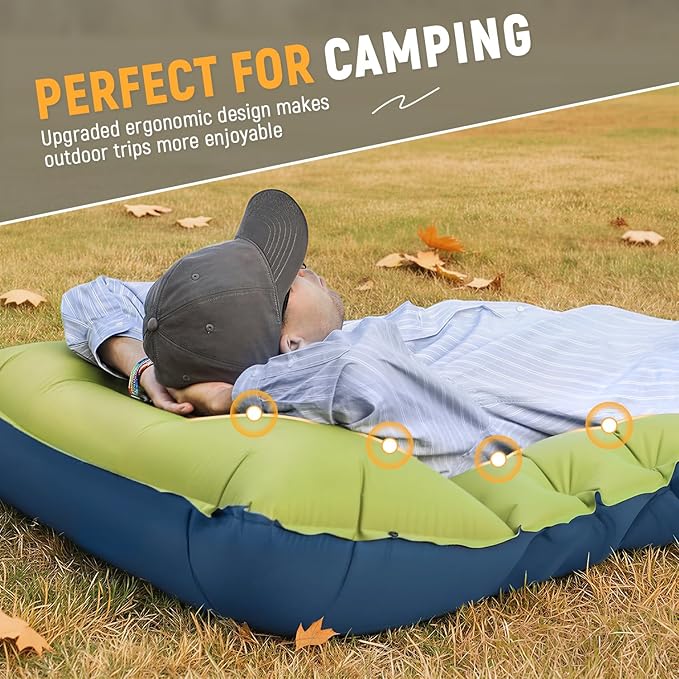 Camping Sleeping Pad Ultralight Camping Mat with Built-in Foot Pump Comfortable Sleeping Mat for Backpacking Car TravelingTentand Hiking