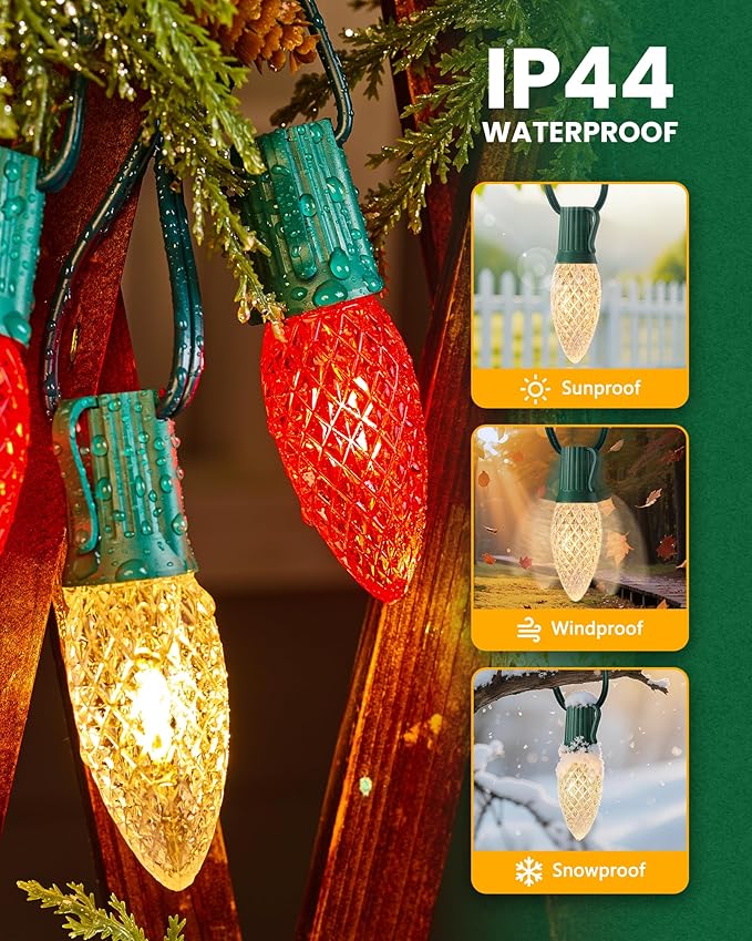 Brightown Commercial 250 FT C9/E17 Christmas Light Sockets Set Spool C9 Outdoor/Indoor String Light Stringer 12 Spacing Green Wire for Wedding Patio Event Party Lighting Decor