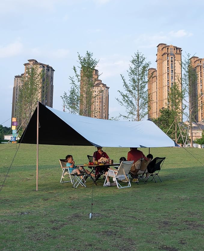 iClimb Waterproof Sun Shield Tarp UPF 50+ for Tent Hammock Camping Backyard Party (Tarp 14'4 × 9'6)