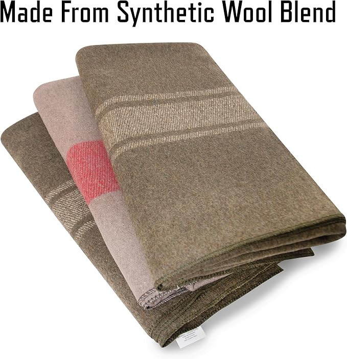 Rothco Striped Outdoor Wool Blanket – Heavyweight Warm and Comfortable Emergency Cover