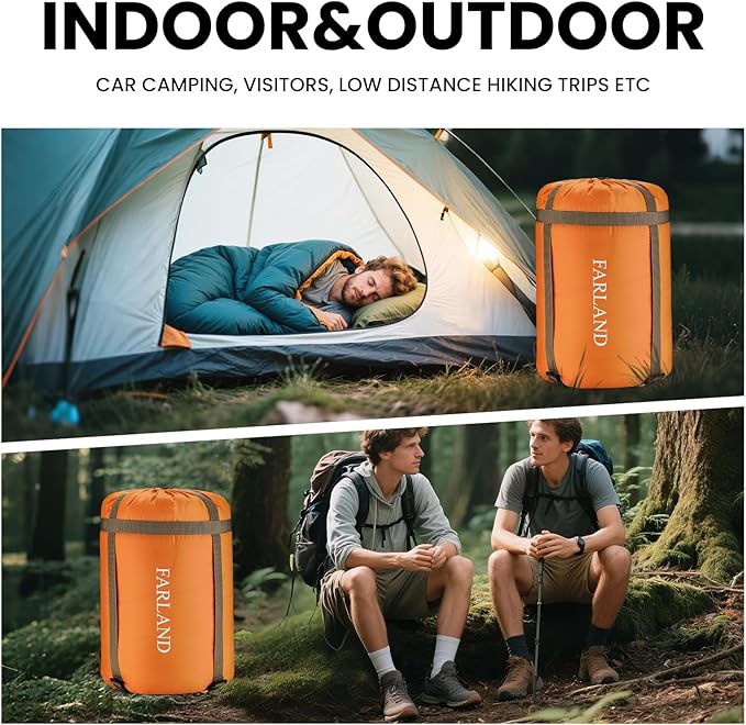 FARLAND Sleeping Bags 30℉ for Adults Teens Kids with Compression Sack Portable and Lightweight for 3-4 Season Camping HikingWaterproof Backpacking and Outdoors