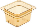 Carlisle FoodService Products StorPlus High-Heat 1/6-Size Food Pan 4 Deep Food Storage Container with 1.7 Quart Capacity High Heat Plastic 1/6 Size Amber (Pack of 6)