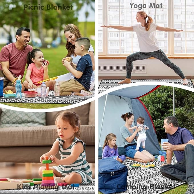 Extra Large Picnic Blankets Waterproof Foldable (80 x 80) Beach Blanket Waterproof Sandproof3-Layer Thicking Mat Outdoor Packable Camping Blanket(Bohemian)