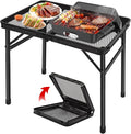 jkwokback Grill Table Camping Table Portable Folding TableHeight Adjustable Collapsible with Mesh DesktopLightweight Metal Table for Camp BBQ Picnic RV Outdoor Cooking Travel