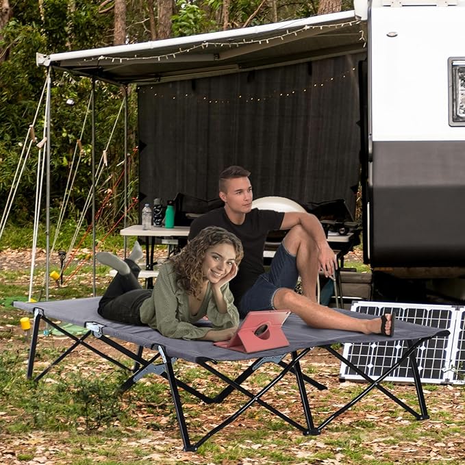 Elevated Camping Cot 2-Person Portable Sleeping Cot with Carry Bag
