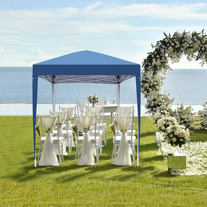2 x 2m Two Doors &amp Two Windows Practical Waterproof Right-Angle Folding Tent Blue