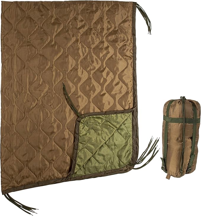 USGI Industries Military Woobie Blanket | Thermal Insulated Camping Blanket Poncho Liner | Large Portable Insulation Water-Resistant for Hiking Survival | Compression Carry Bag