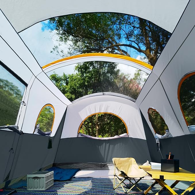 UNP Camping Tent 8 Person Waterproof Big Tunnel Tent with Screen PorchFamily Outdoor Large Tents for Camping 20' x 9' x 80in(H)