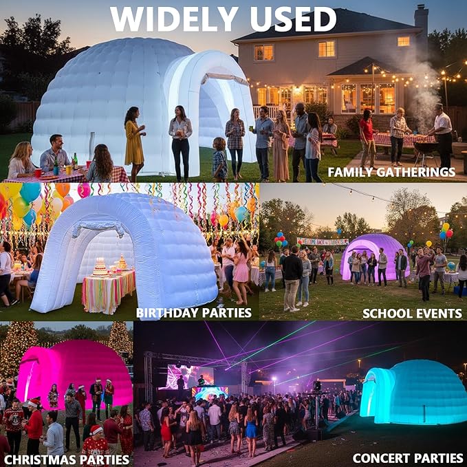 SAYOK Outdoor Portable Inflatable Igloo Dome Tent with Led Light for Party Wedding Event Camping