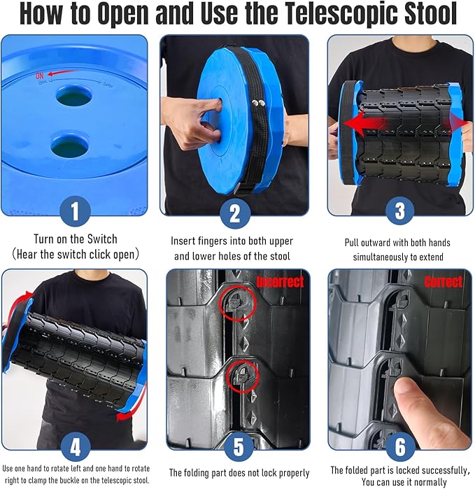 Upgraded Foldable Stool Thickened Set of 2 Portable Collapsible Stool Retractable Stool Foldable Portable Collapsible Chair for Fishing Hiking Tours BBQ Parties Outdoor Activities (Blue)