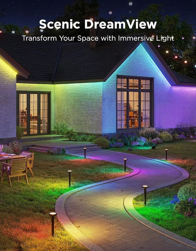 Govee Outdoor Pathway Lights 2 IP66 Waterproof Patio Lights 60+ Scene Modes Landscape Lighting for Yard Garage Garden Lawn Outdoor Decor Works with Alexa Google Assistant Matter Wired 4 Pack